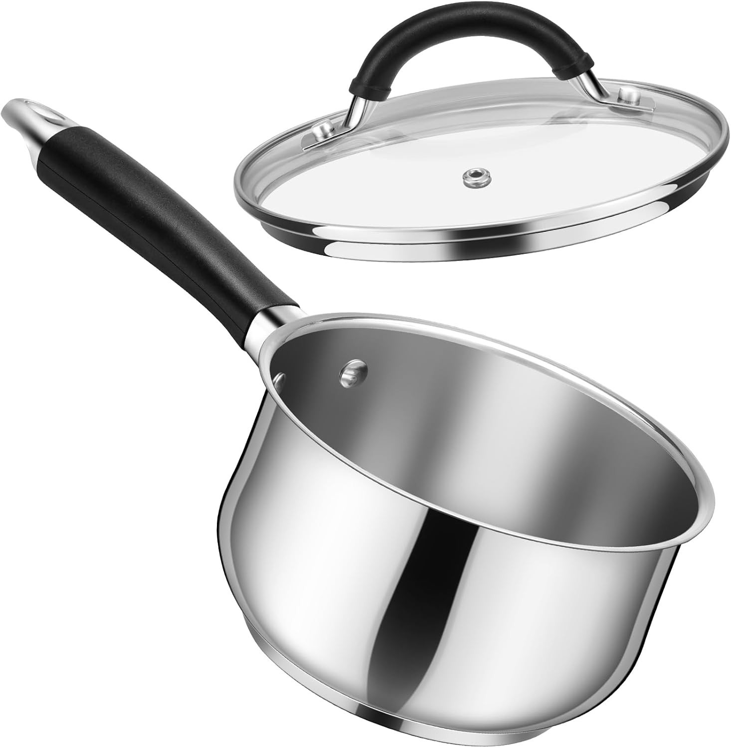 “Saucepan with Lid, 1 or 2 Qt Sauce Cooking Pot Milk Pan Stainless Steel, Profes