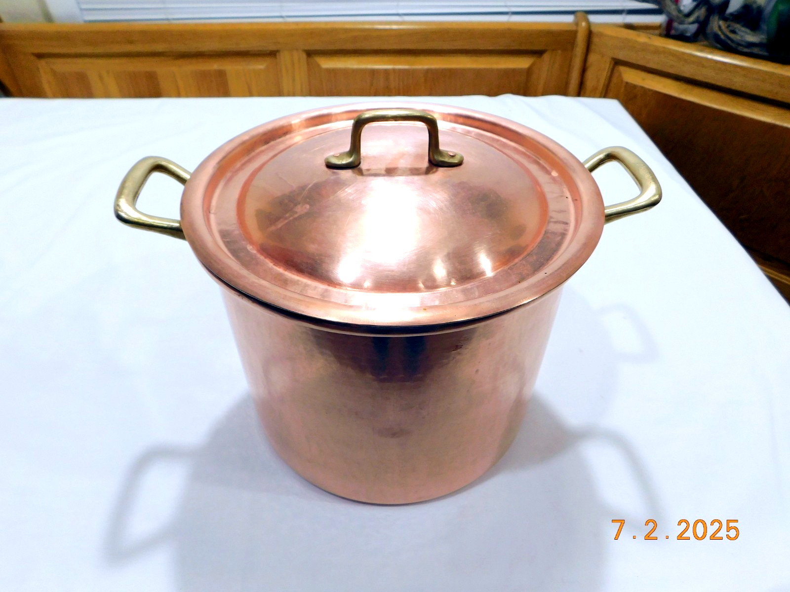 AS IS 10″ x 8″ STOCK POT Hammered Copper 5.7 lbs Italy NEEDS RE-TINNED