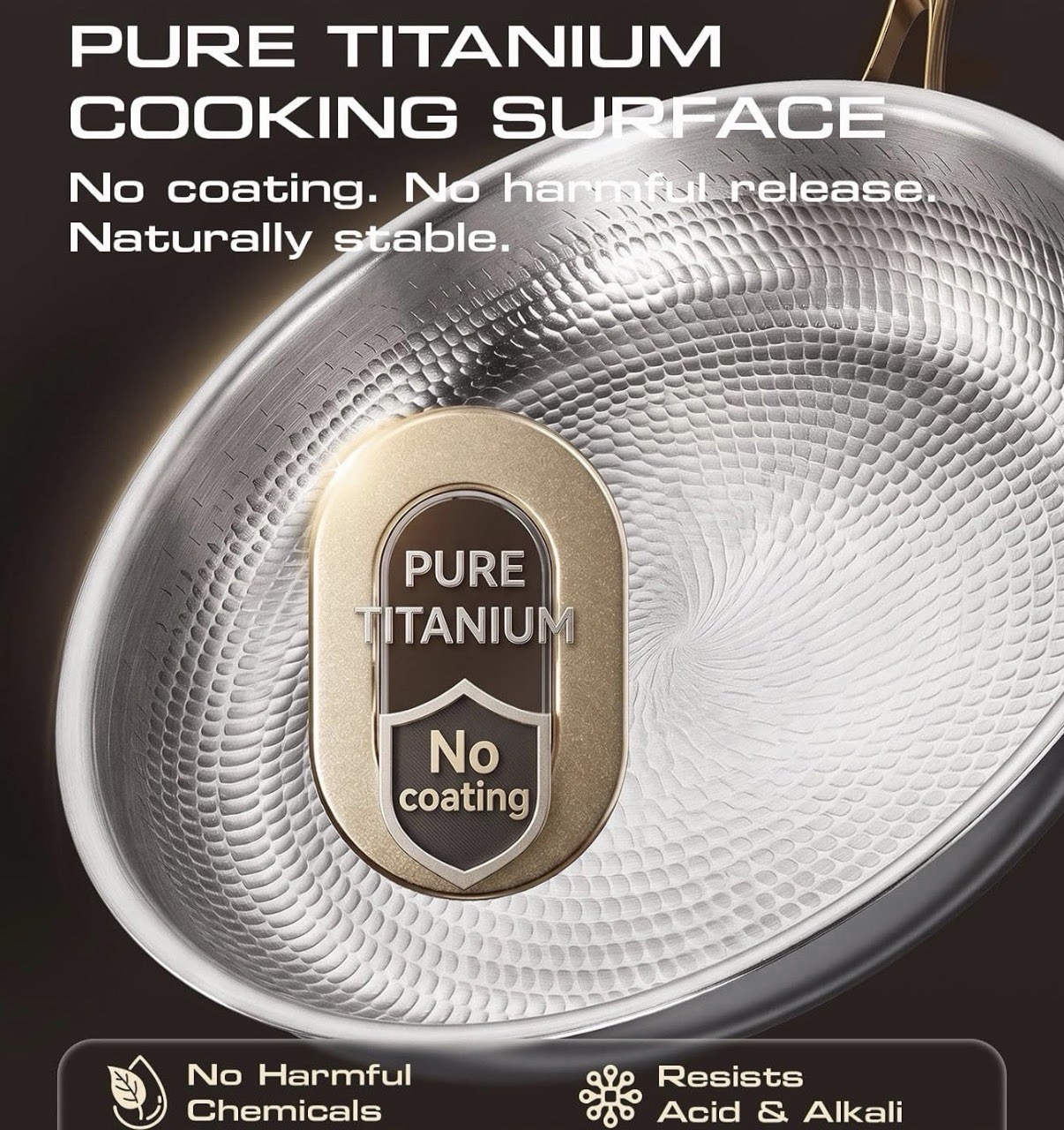Titanium Pans for Cooking, 12″ Pure Titanium Non Stick Frying Pans with Lid