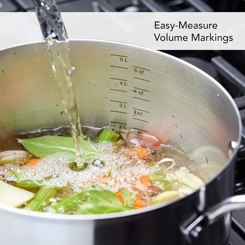 3-Ply Cookware Pots Pans Set W/ Lids Stainless Steel Kitchen Durable 10 Pieces