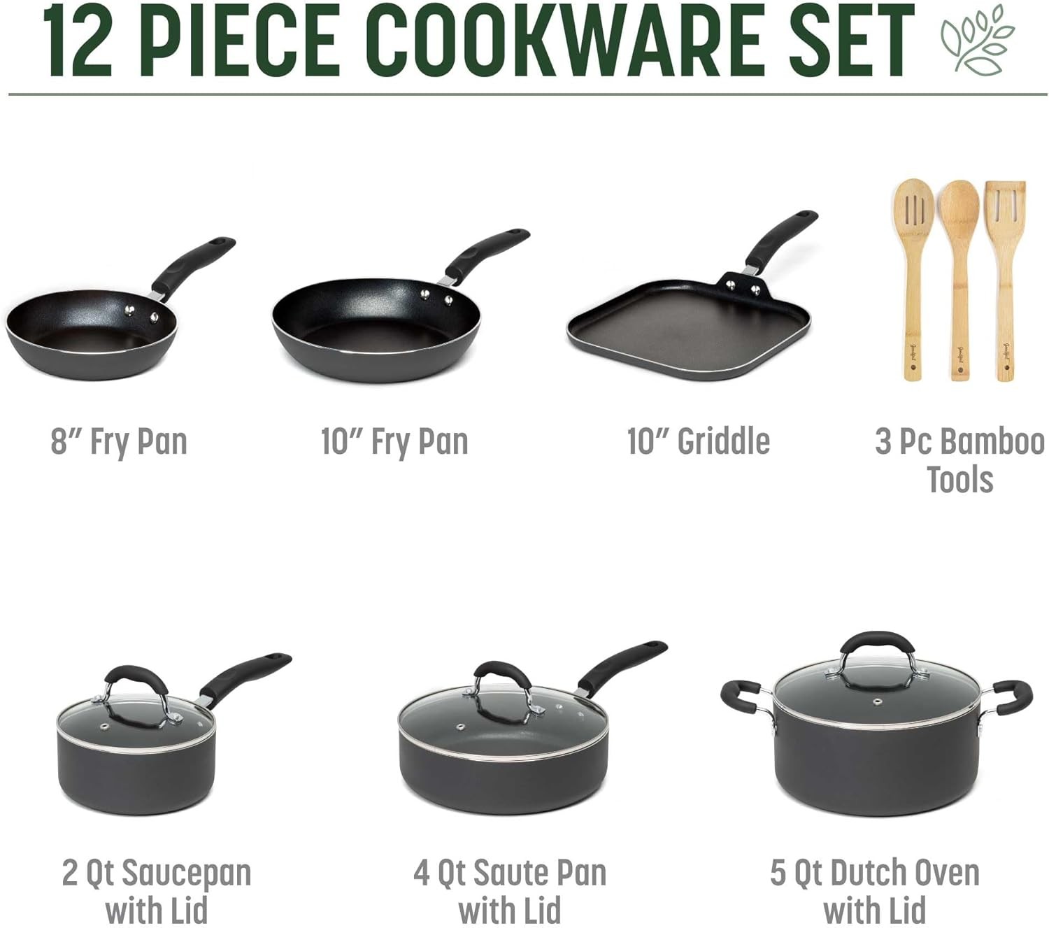 Goodful Ceramic Nonstick Pots and Pans Set, Premium Ceramic Coating Made without