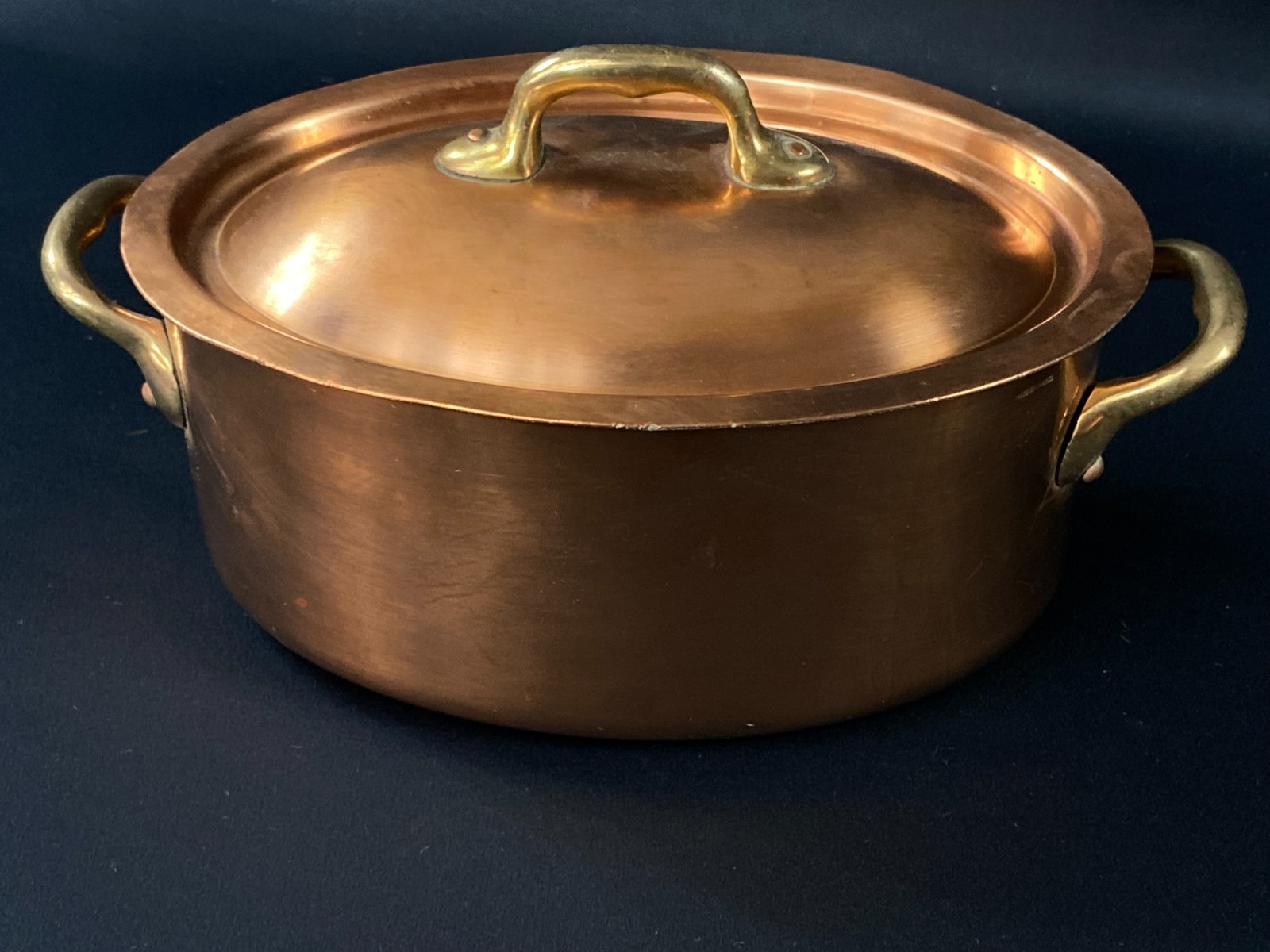 Professional Grade Extra Thick Oval Tinned Copper Cocotte French
