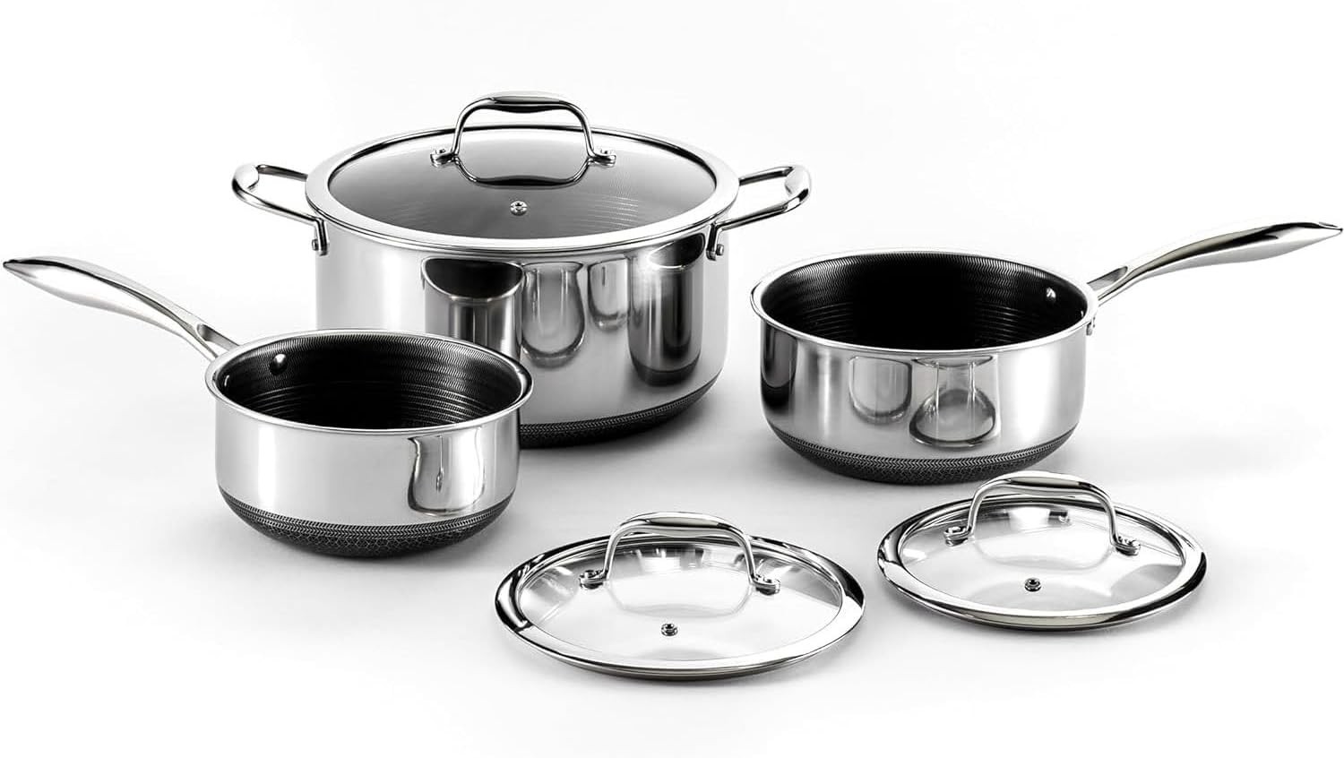 6pc Hybrid Nonstick Pot Set with Lids, 2, 3 & 8 Qt Pots | Stay-Cool Handles, …