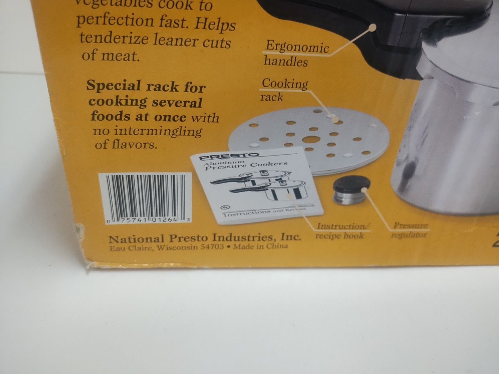 Presto 6 Quart Aluminum Pressure Cooker, Regulator,Cover Lock, Silver. 01264 NEW