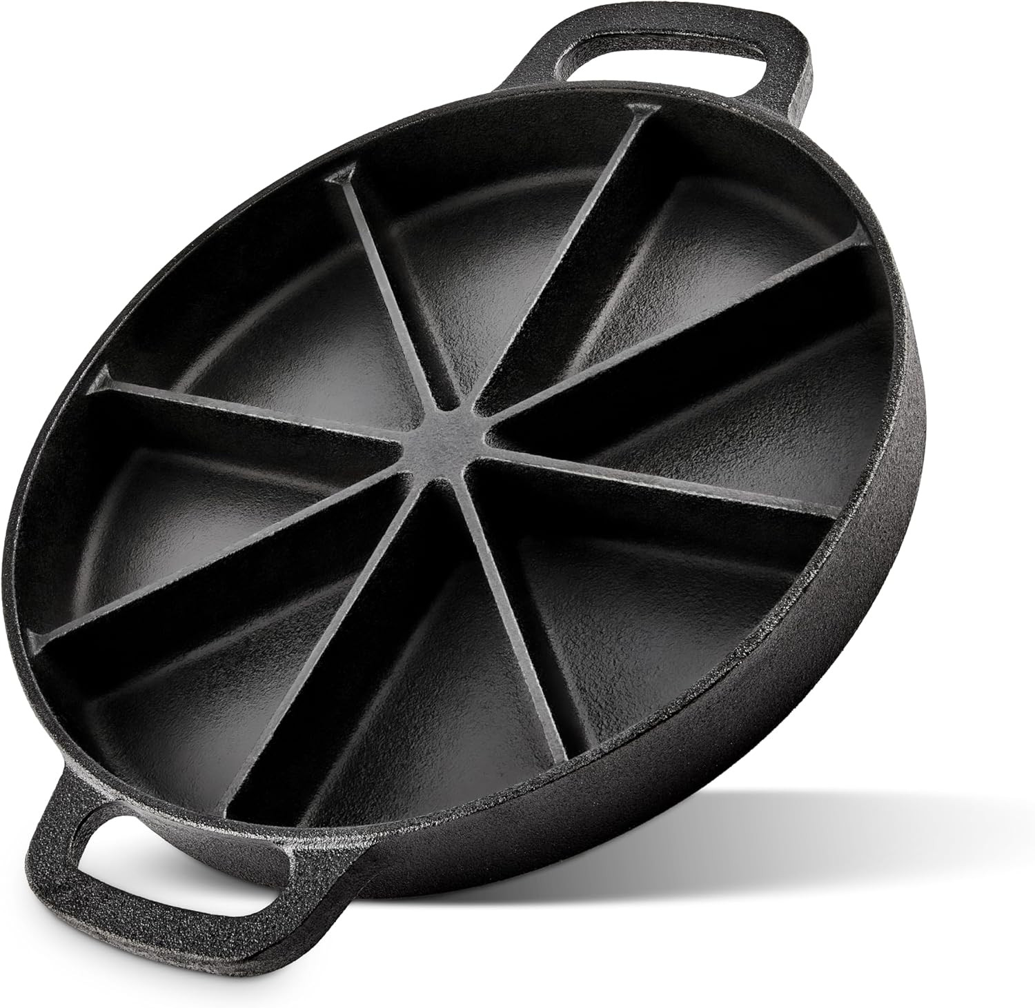 Classic Cast Iron Wedge Pan, Non-Stick Cornbread Skillet with Easy Transport Han