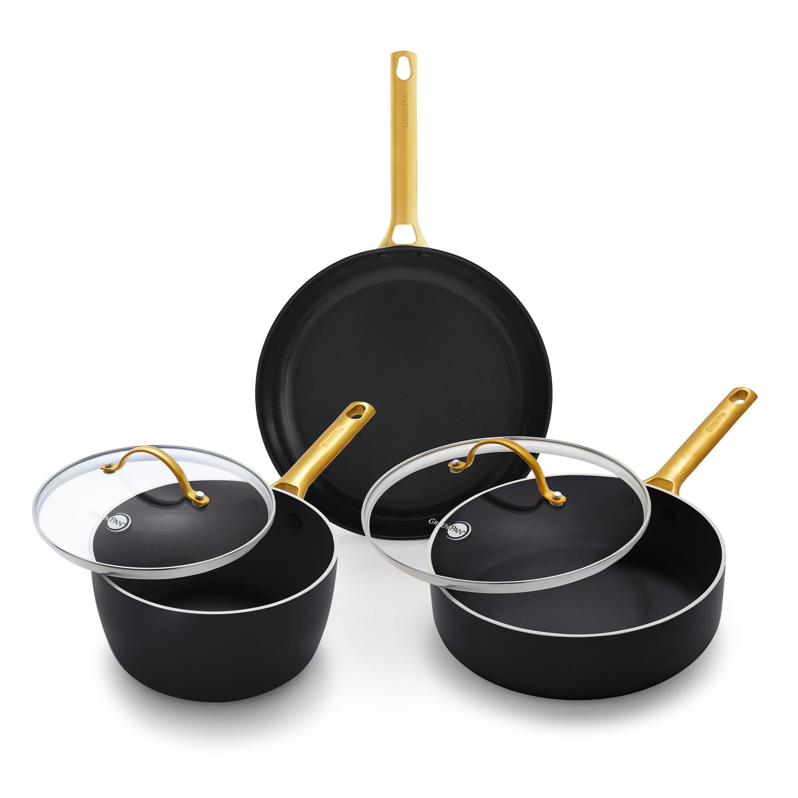 5 Piece Set Cookware Pots and Pans Set, Ceramic Nonstick PFAS-Free, Hard Anod…