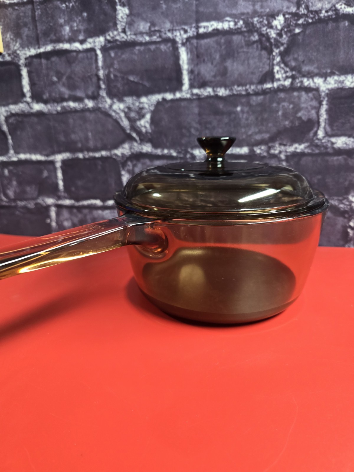 Corning Ware Visions 1.5L Amber Pan Pot with Lid USA Non Stick Vintage