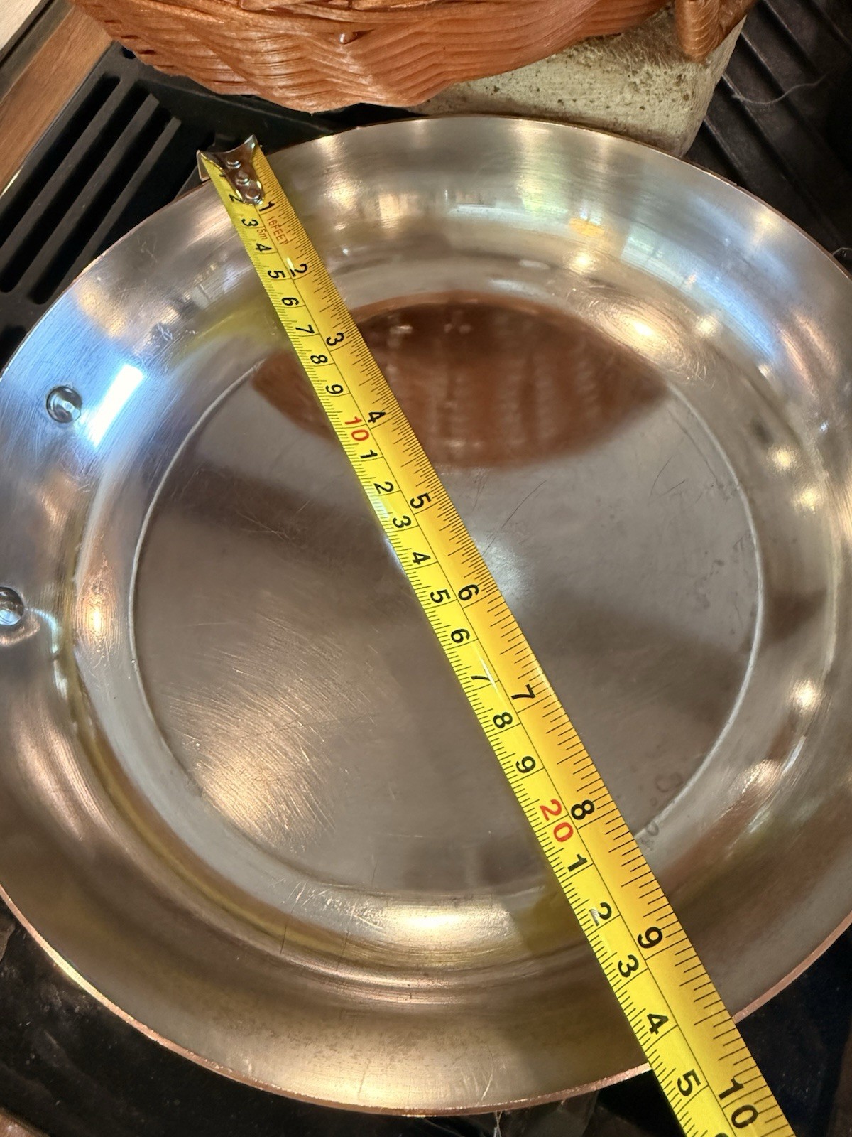 Vintage Stamped Made In France Baumalu Copper 9.5 in Pan Cast Iron Handle
