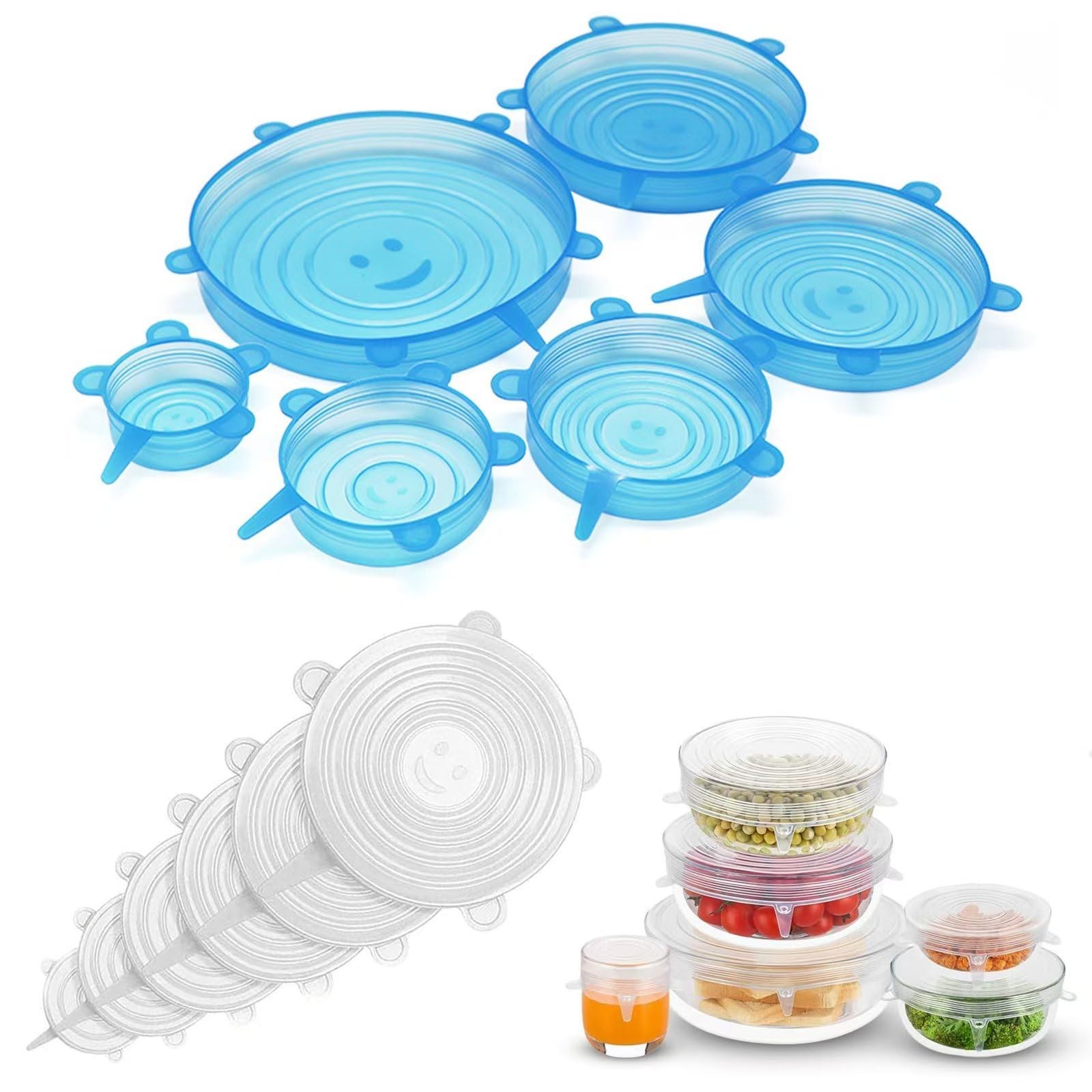 12PCS Silicone Stretch Lids for Food Storage, 6 Specifications of Reusable Si…