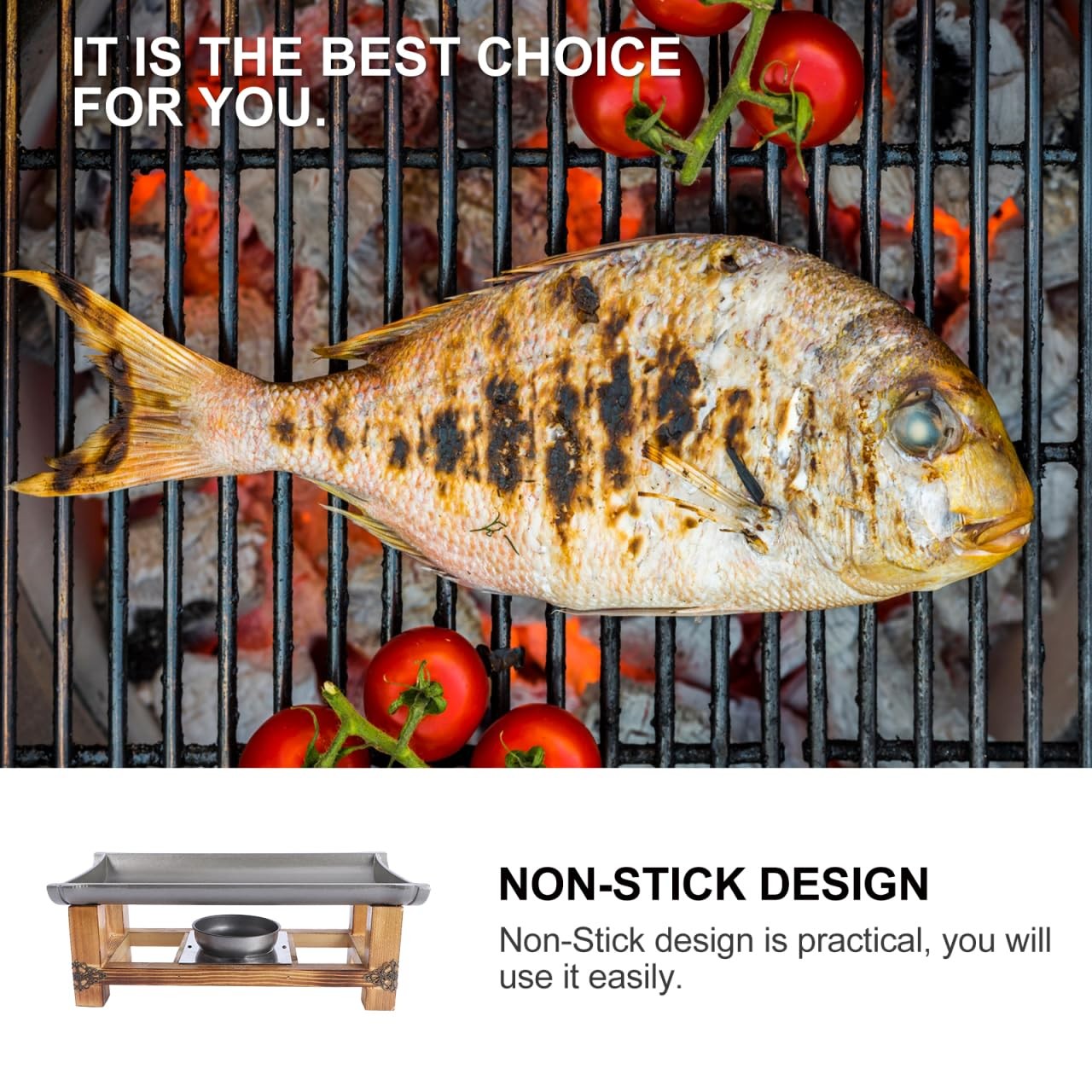 Non-Stick Barbecue Tray 11.81X5.51X3.93 Inch Portable Japanese Style Grill Pl…