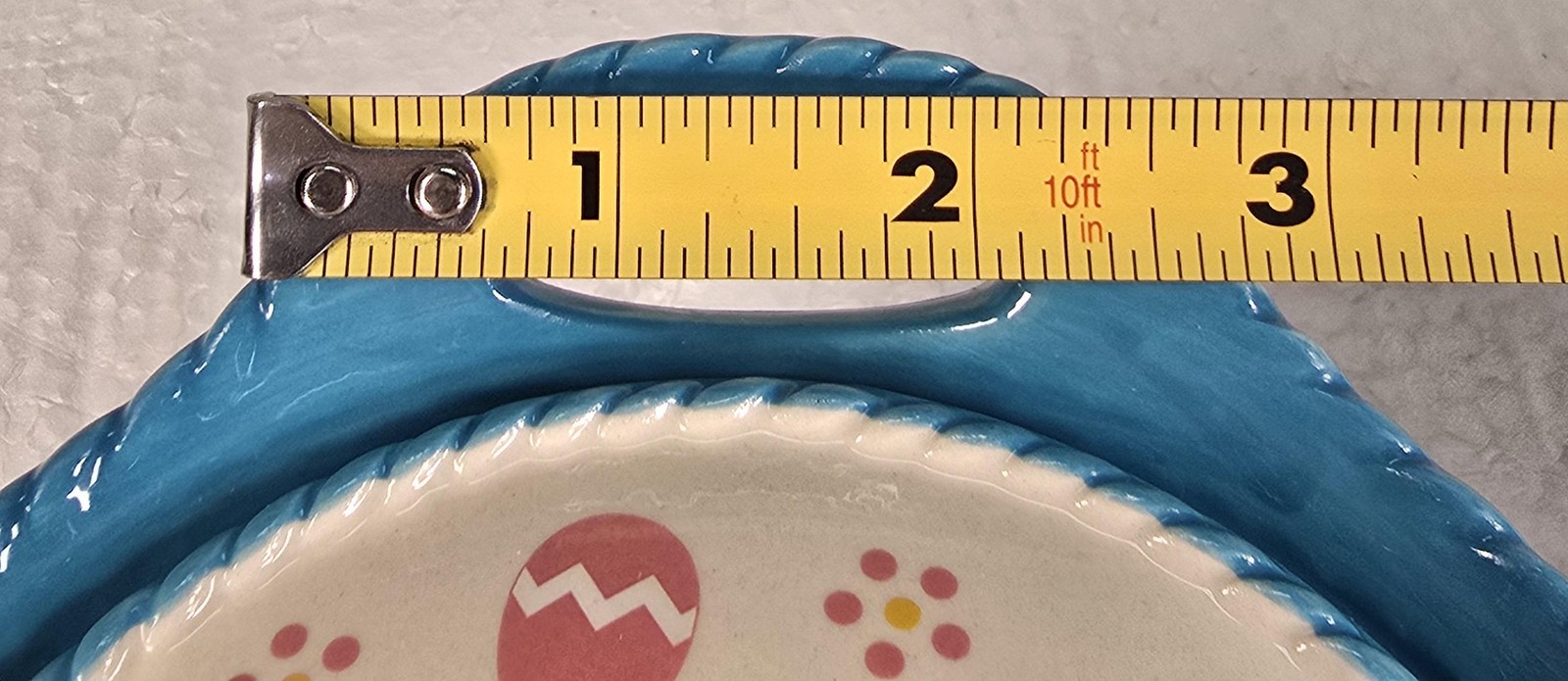 Temp-tations Tara Easter Egg Covered Dish Blue Handles Small 16oz Ceramic Spring