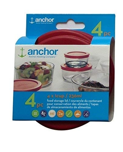 Replacement Lids 1 Cup 236ml Set of 4 Red Round for Food Storage Containers