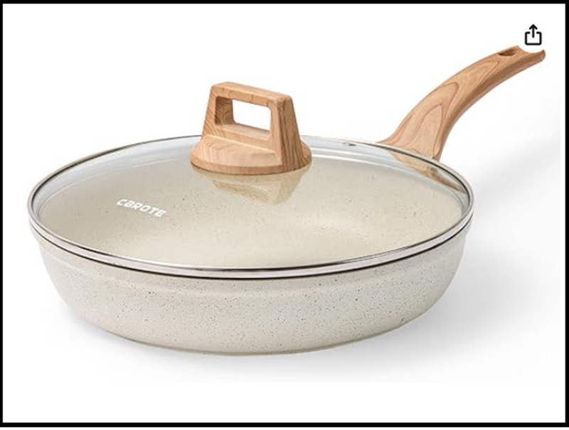CAROTE White Nonstick Frying Pan Skillet10 Inch Non Stick Granite Fry Pan wit**