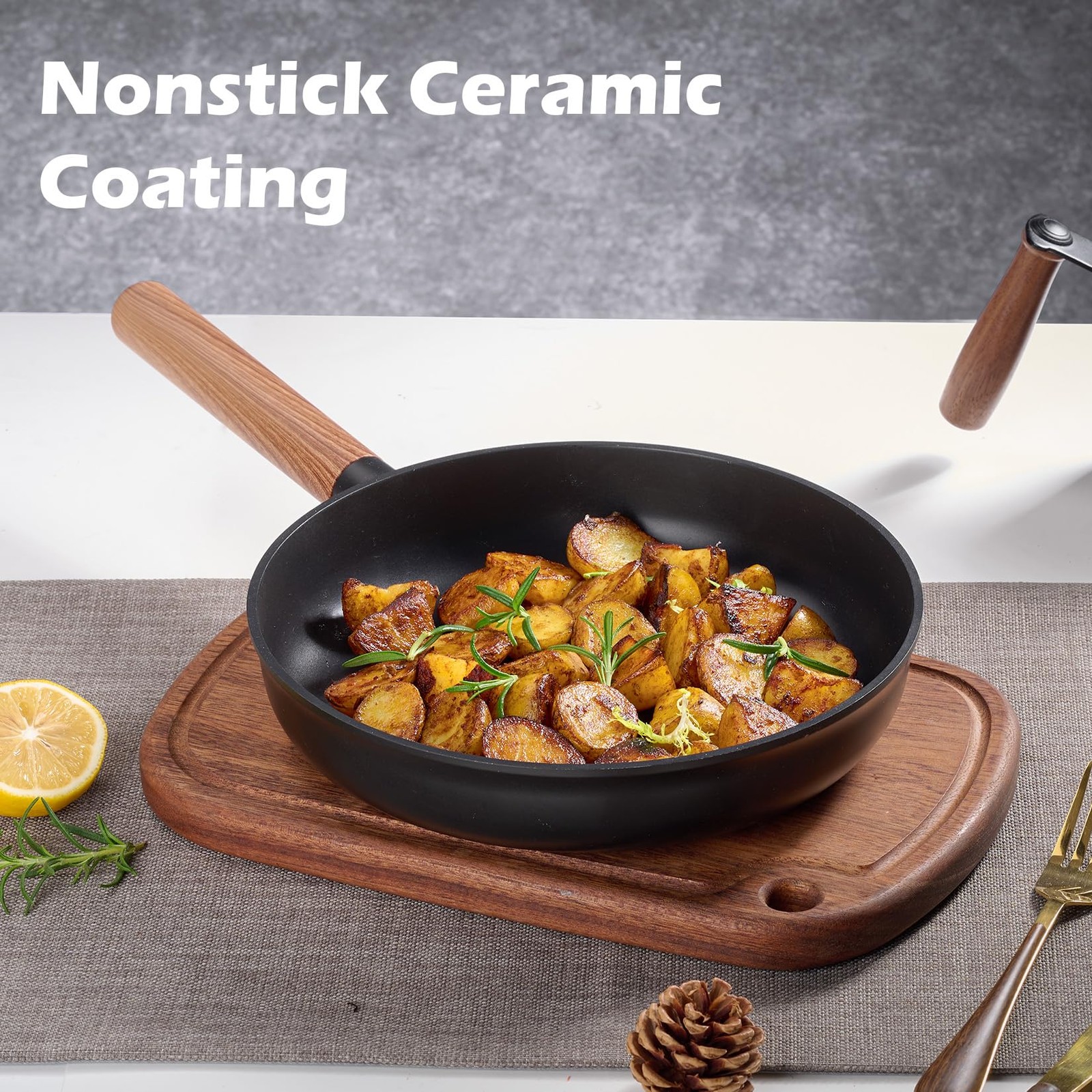 Ceramic Cookware Sets 17 pcs, Healthy Pots and Pans Set Non Stick, Induction …