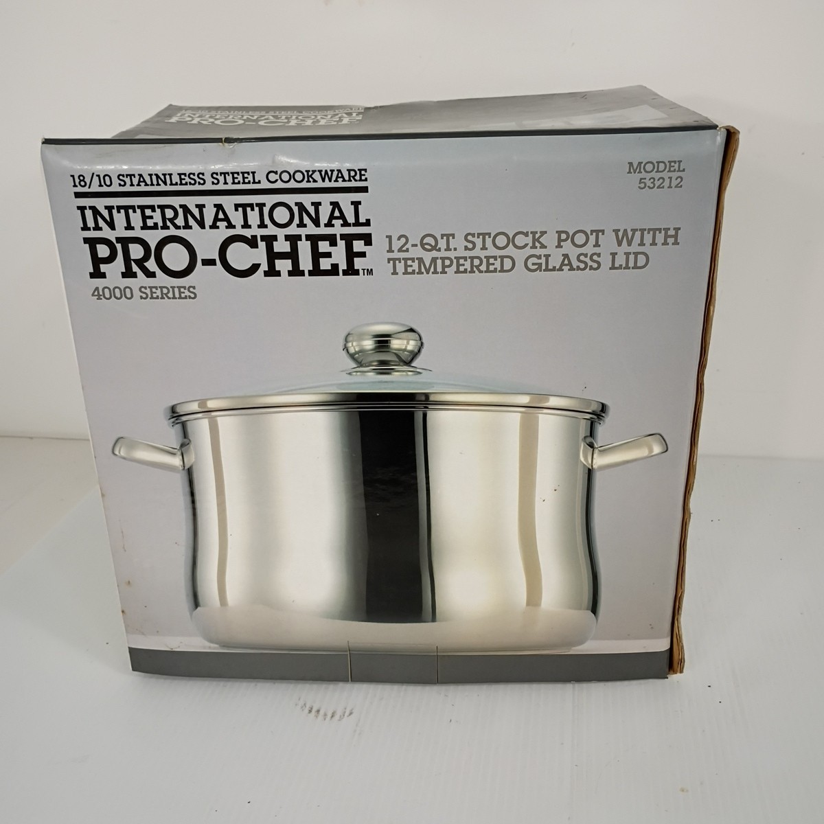 VTG 90s International Pro Chef 4000 Series 12 QT Stockpot Tempered Glass 18/10