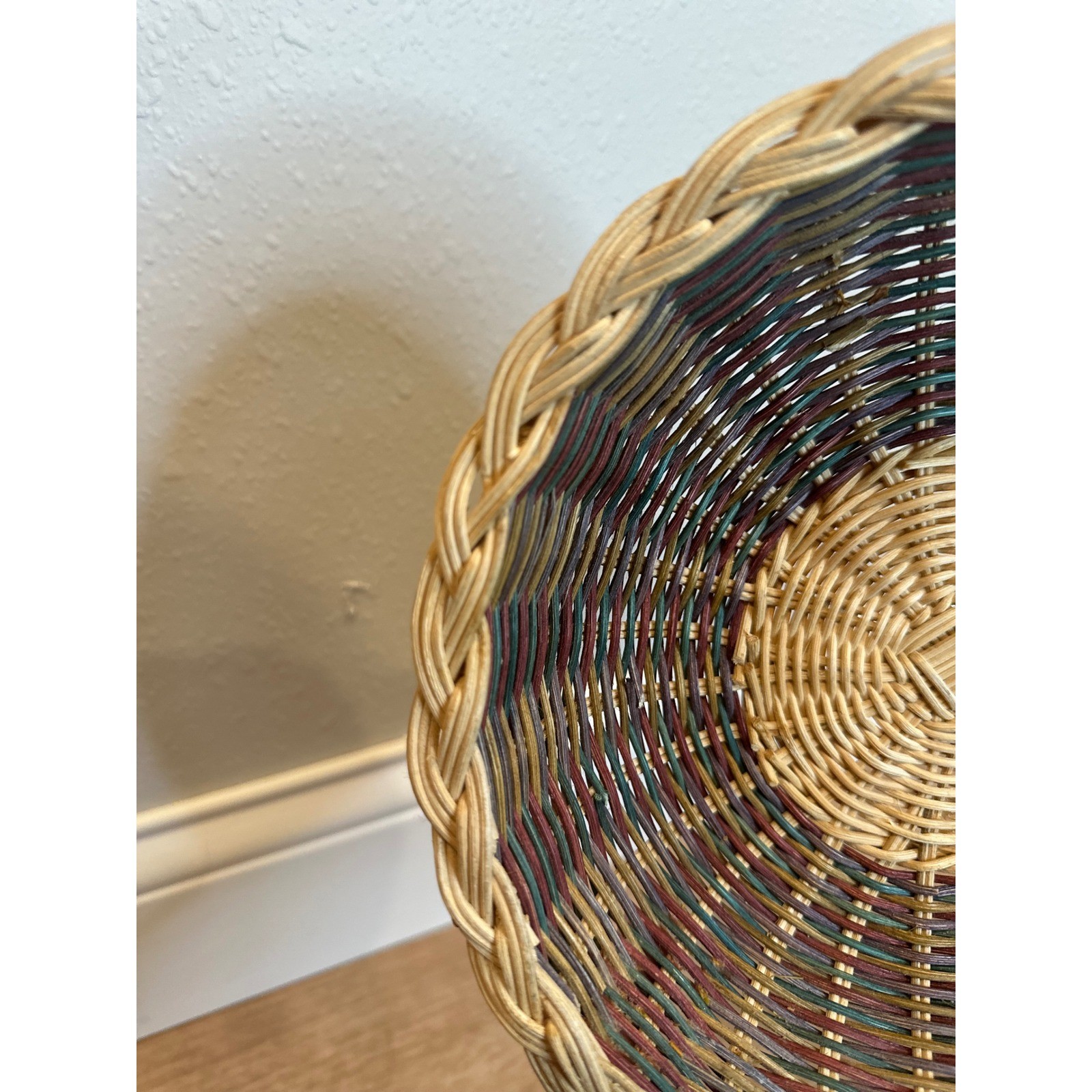Wicker Casserole Basket Fits Pyrex 023 Multicolor 9 Inch Round Boho Cottage Farm