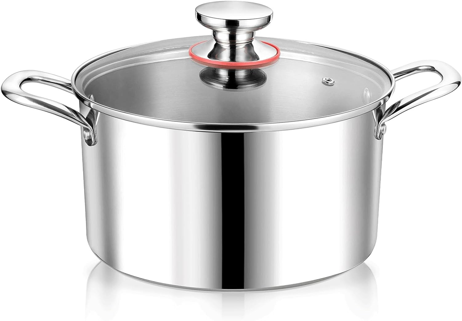 Stockpot Stainless Steel 5 QT Large Stock Pot with Visible Lid for Cooking Pot