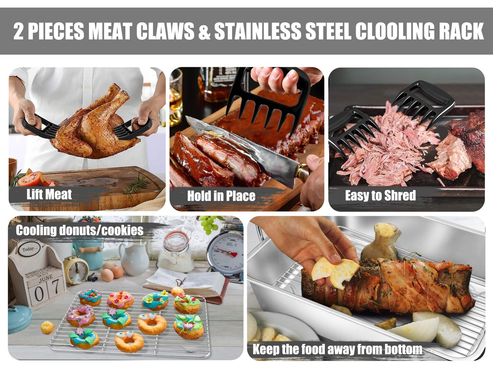 TeamFar Roasting Pan, Large Turkey Roaster Pan Stainless Steel Large, Silver