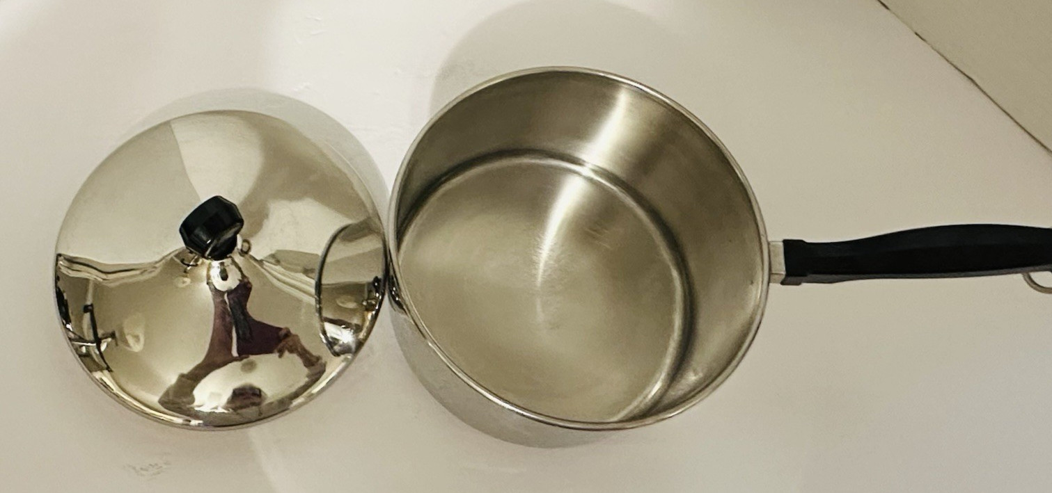 Vintage 2 Qt Stainless Steel Aluminum Clad Farberware Pot Sauce Pan With Lid