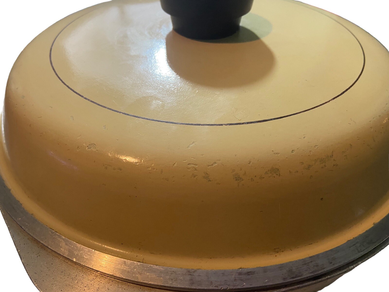 Vintage Sears Roebuck Cast Aluminum Nonstick Interior Harvest Gold Dutch Oven