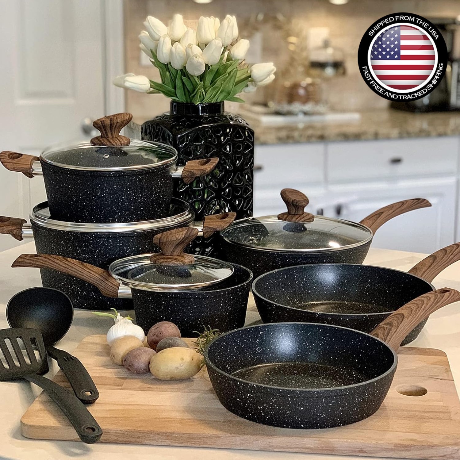 Versatile 12-Piece Nonstick Pots and Pans Set – Induction & Dishwasher Safe