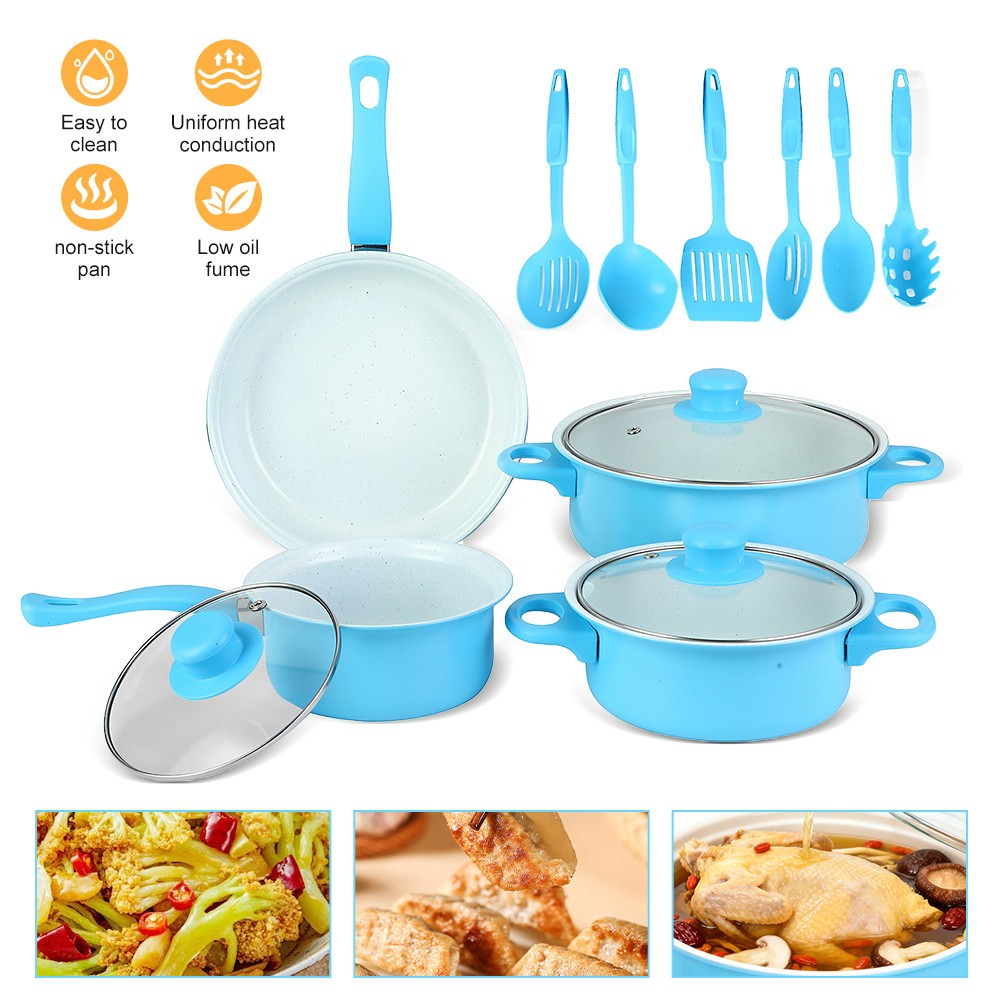13 Piece Cookware Set Nonstick Pots and Pans for Home Kitchen with Spatula & Lid