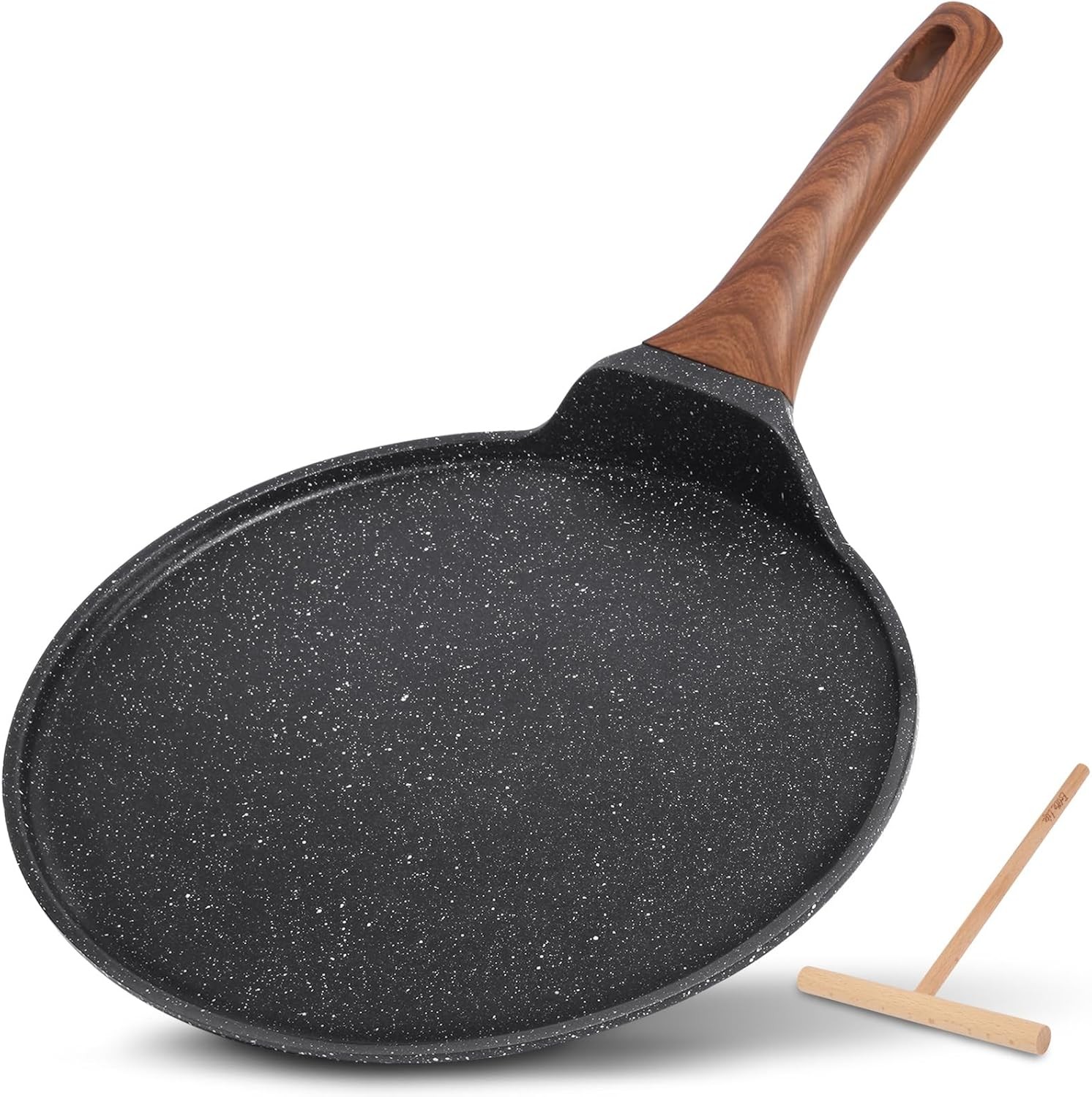 ESLITE LIFE 9.5 Inch Crepe Pan with Spreader, Nonstick Granite Coating Dosa P…