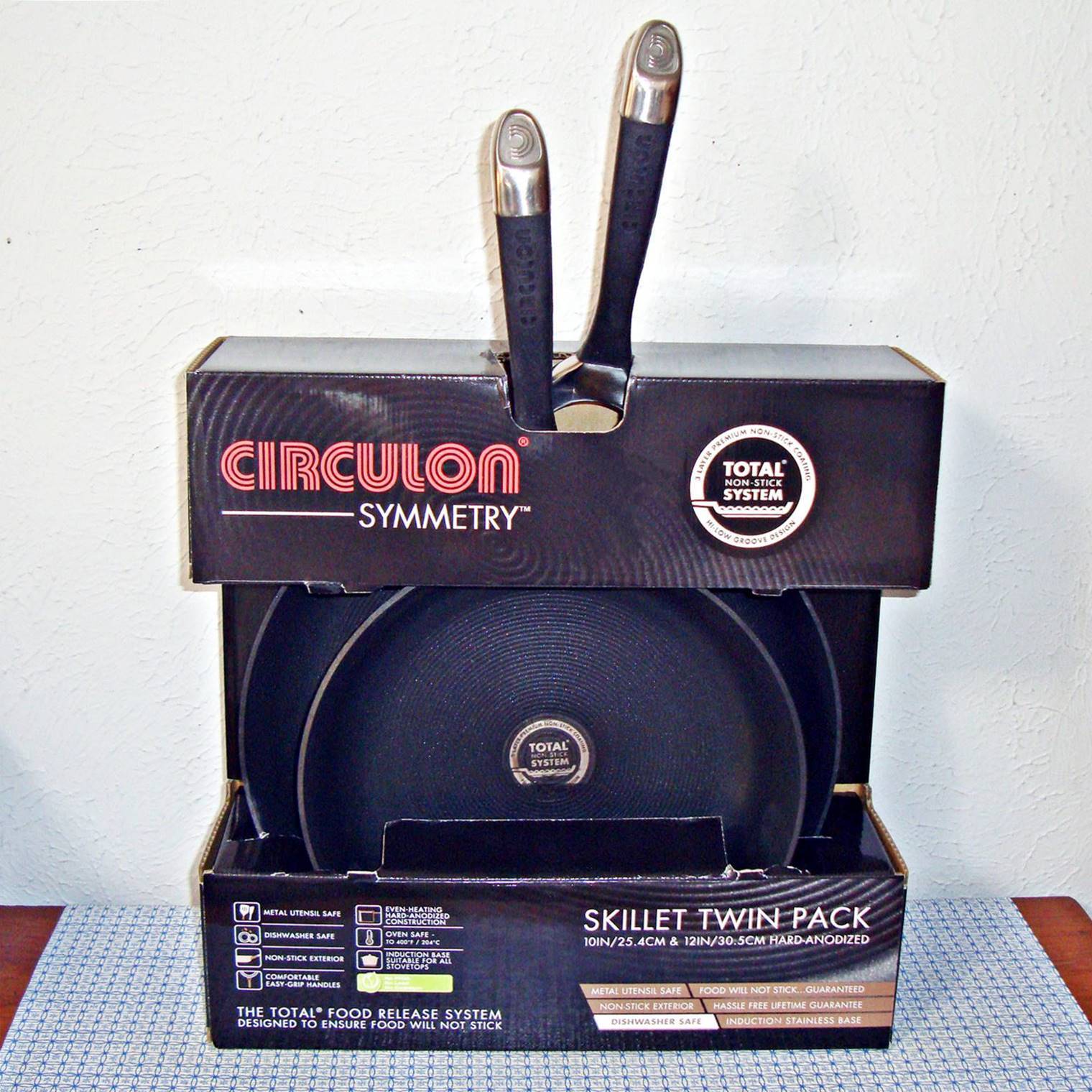 【NEW】CIRCULON 10″ & 12″ SYMMETRY HARD ANODIZED NONSTICK SKILLETS TWIN PACK,BLACK