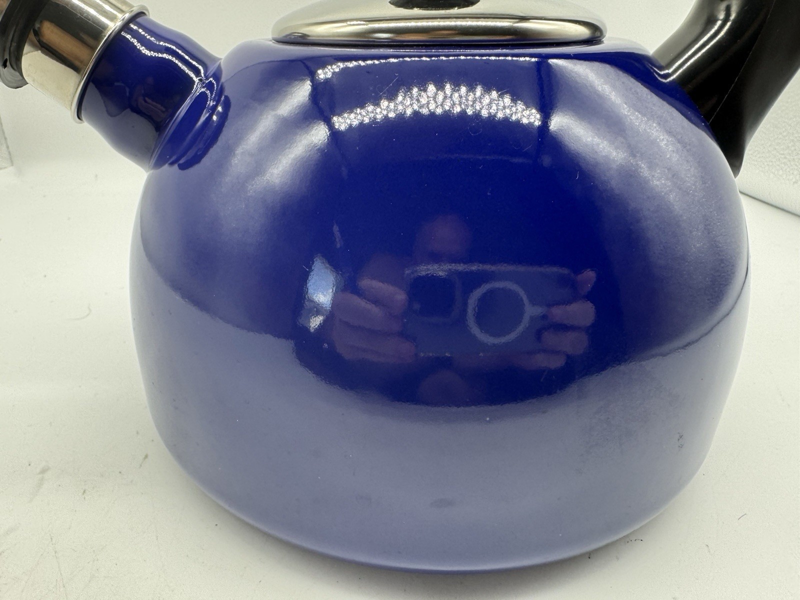 ONEIDA Tea Kettle Aegean Sea Blue Porcelain Enamel Whistling Tea Kettle