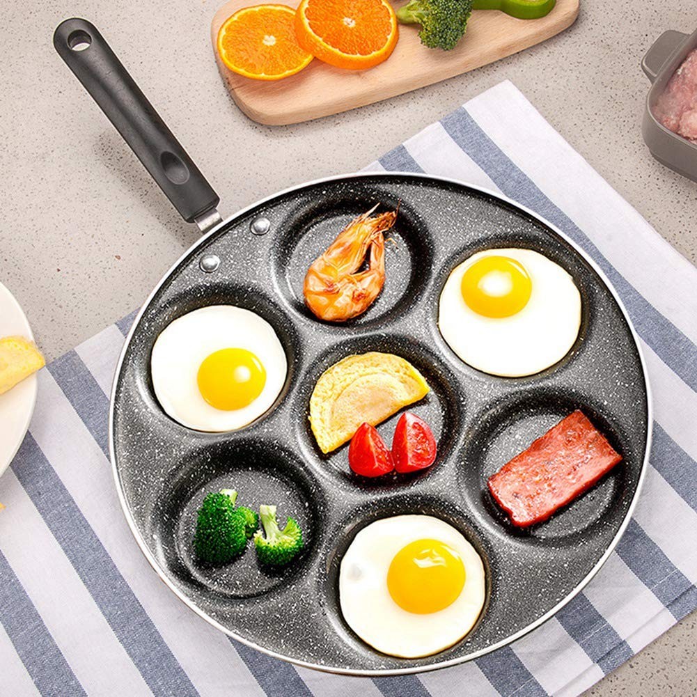 1 PC 7 Holes Non Stick Fried Eggs Frying Pan Burger Pancake Cookware Skillet