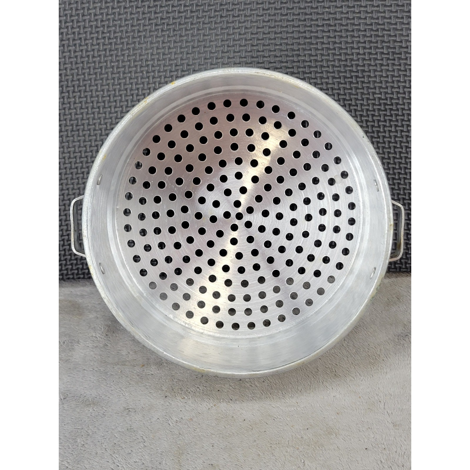 Vintage Aluminum Steamer Basket Insert Round Pot Strainer Dual Handles Taiwan