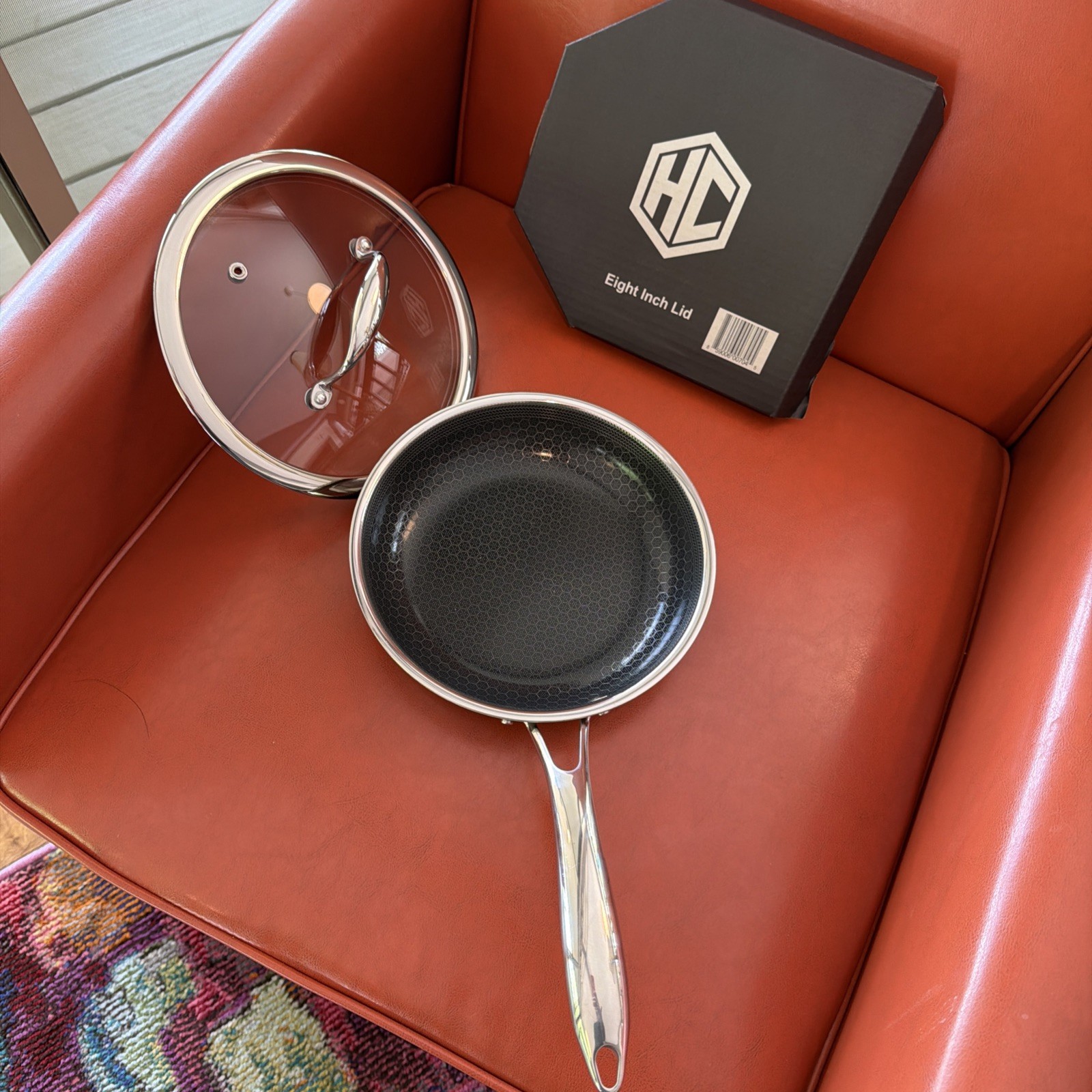 REALLY NICE USED HexClad Hybrid 8” Nonstick Frying Pan w Temper Glass Lid