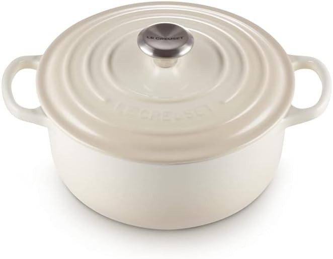 Le Creuset Signature Cocotte Ronde 18cm Merengue Cast Enamel Pot Silver Knob New