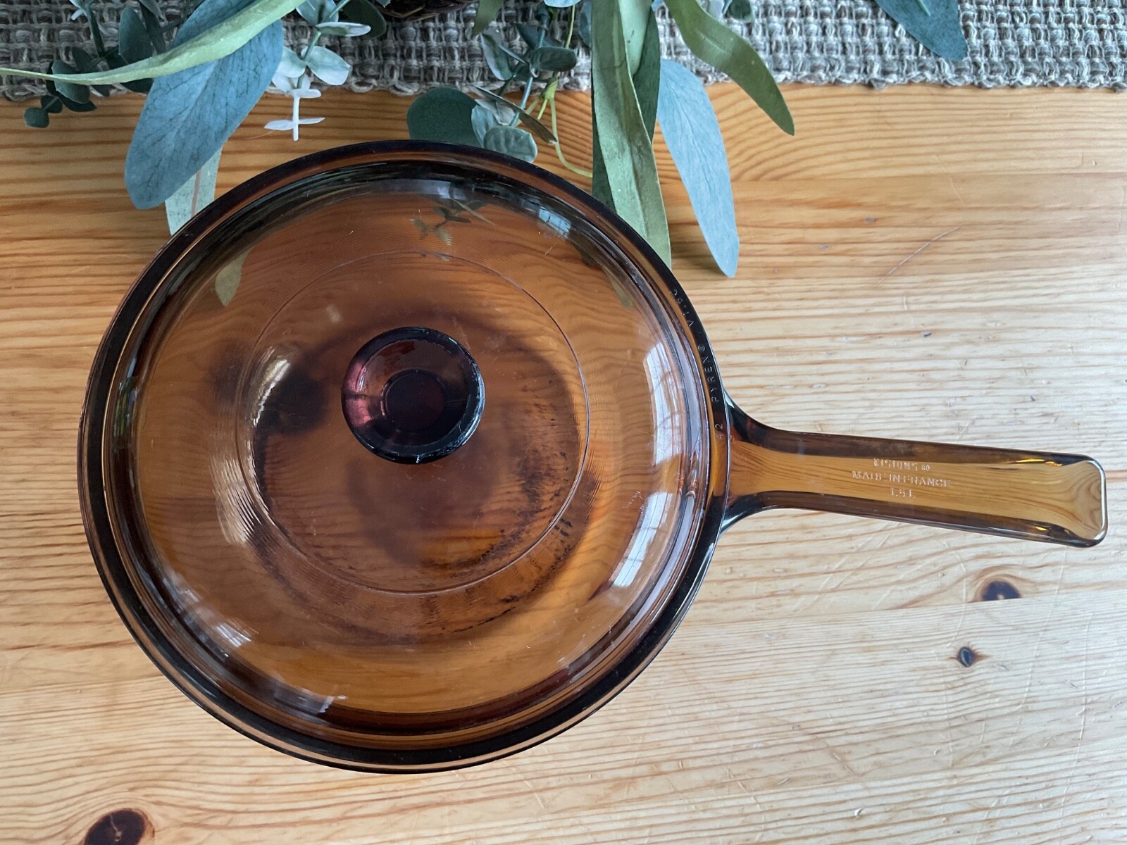 Visions France Corning Ware V-1.5 C Amber 1.5 Liter Saucepan Pot w/Pyrex Lid