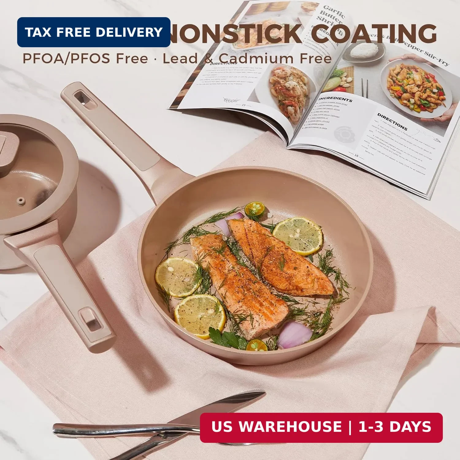 HONGBAKE Pots and Pans Set Nonstick, 26 Pcs All-in-One Kitchen Starter Set with