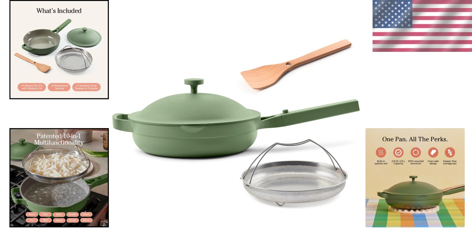 Always Pan 2.0-10.5” 2.6 Qt Nonstick, Toxin-Free Ceramic Cookware