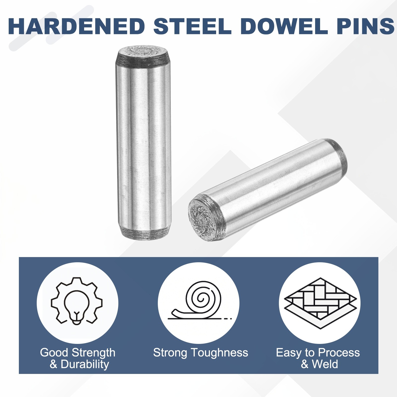 2pcs 1/2″x1-3/4″ Steel Bolts Round Rod Silver