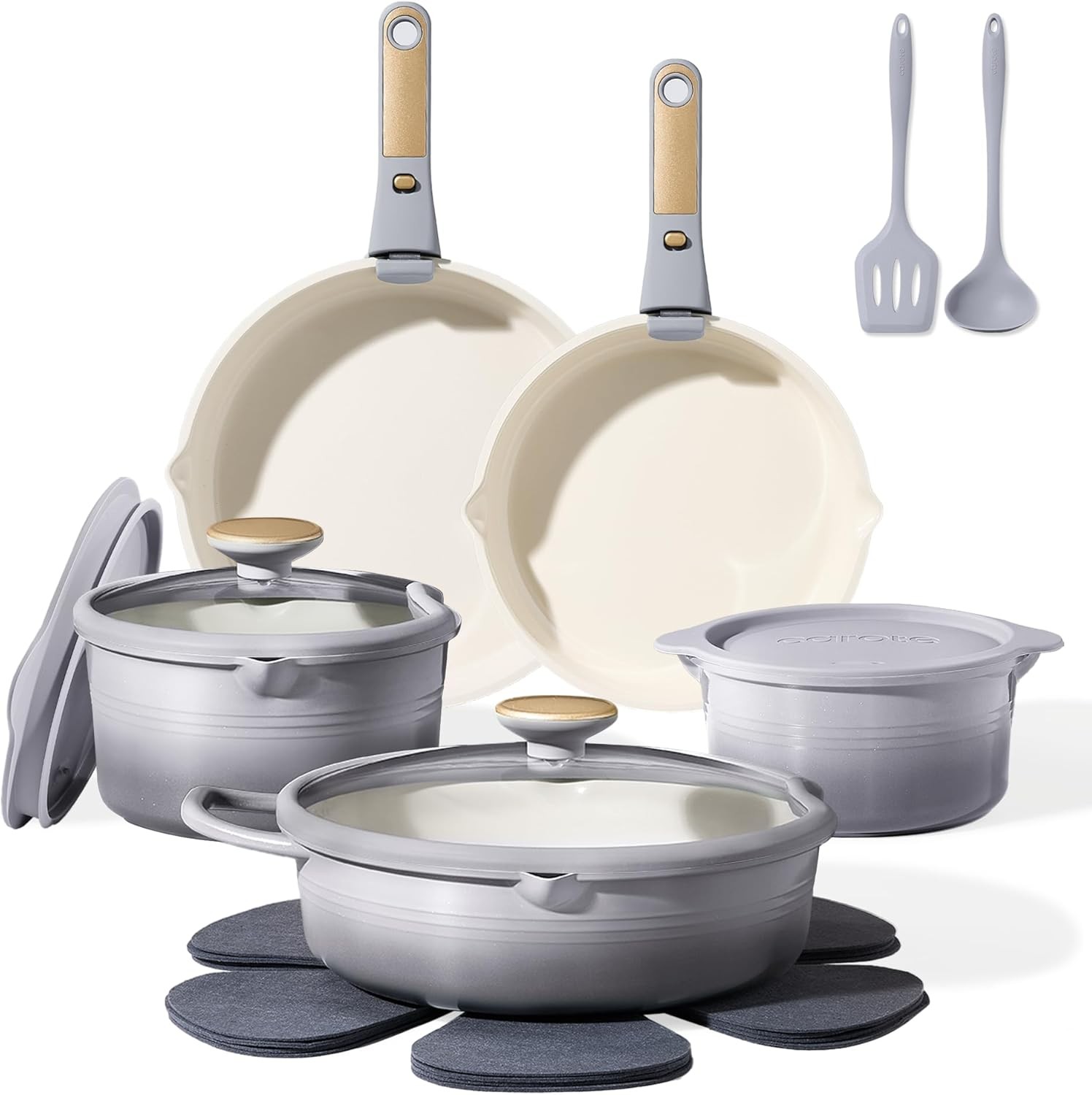 17Pcs Titanium Cookware Set Pots & Pans Set Non Stick Kitchen Cooking Set W/