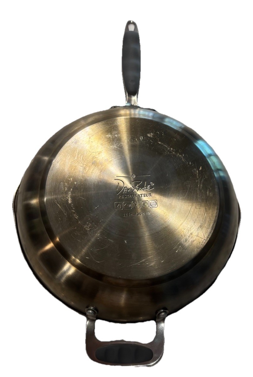 David Burke Gourmet 12 Inches Pro Heavy Stainless Frying Pan Pour Spouts