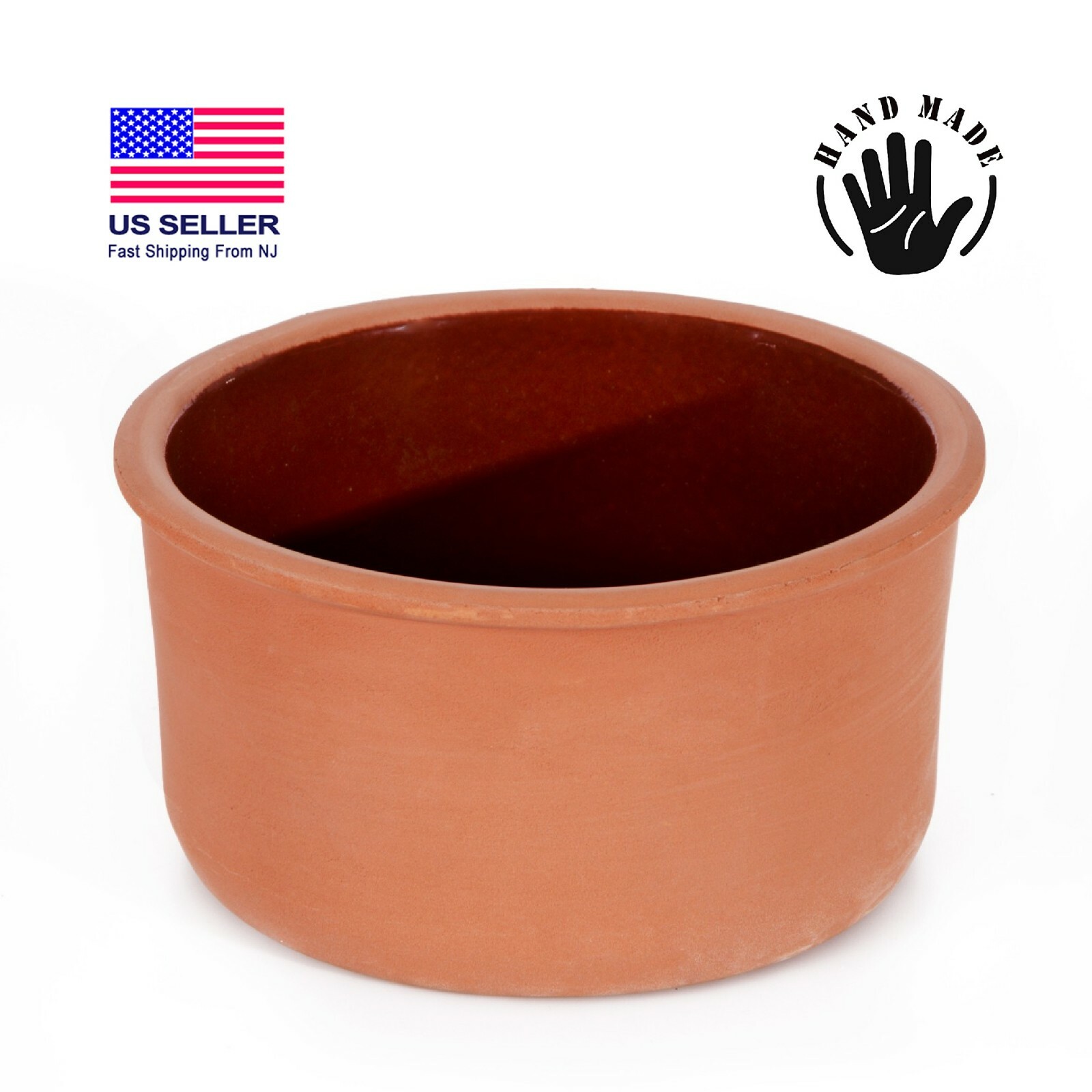 Earthen Clay Yogurt Pot, Glazed Terracotta Cookware, Clay Casserole Dish, 2.5 qt