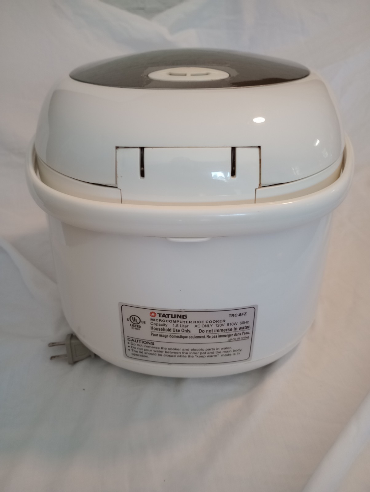 TATUNG RICE COOKER Steamer 8 Cups Servings Microcomputer TRC-8FZ 1.5 Liter Good