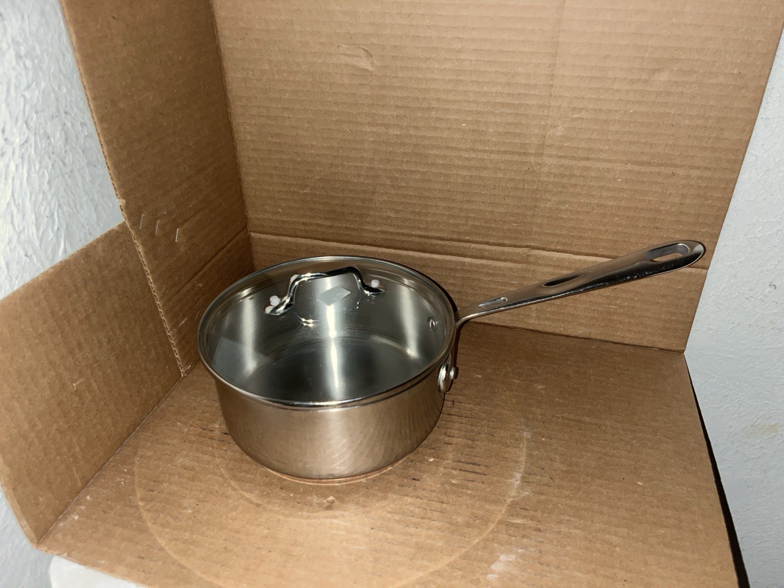 Emeril Copper Core 2Qt Sauce Pan Stainless Steel W Glass Lid