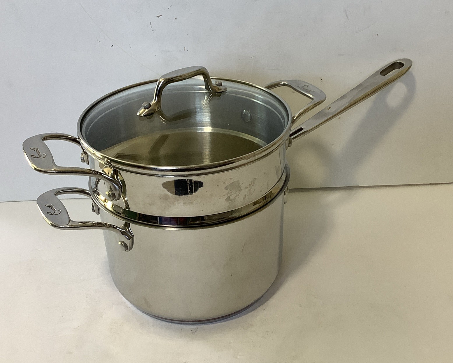Emeril Stainless Steel Copper Core 3 Qt Saucepan Lid Steamer Insert Cookware