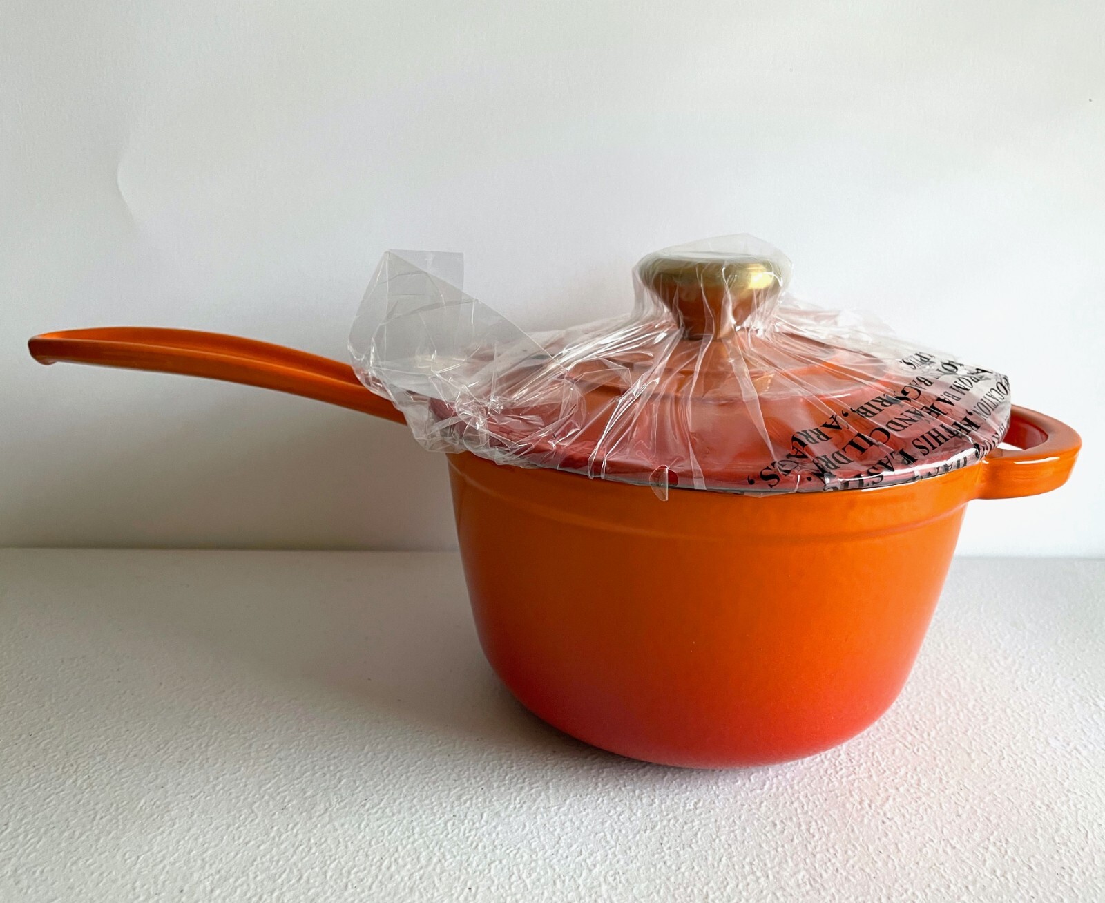 Darius Cooks TV 9″ Inch Enameled Cast Iron Sauce Pot TANGERINE 1.75 Qt Orange