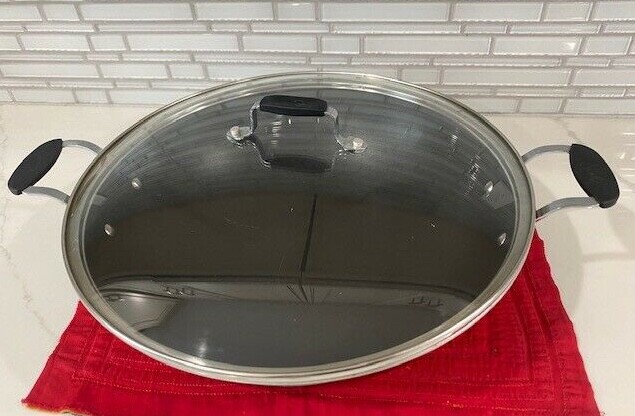 Emeril Black Non-Stick Reflective Wok With Clear Lid 13.5″ Double Handles