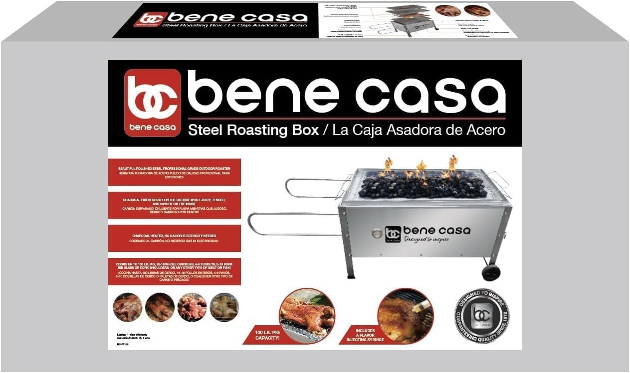 Bene Casa Black Caja Asadora Roasting Box with Window, 100lb (Steel)
