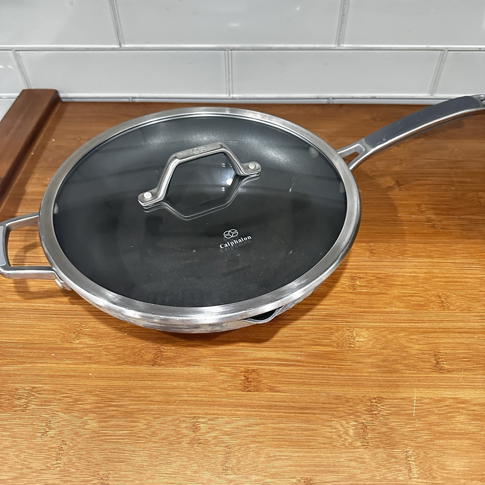 Simply Calphalon Frying Pan 12” W/Lid Non-Stick Anodized Aluminum Made In Ohio
