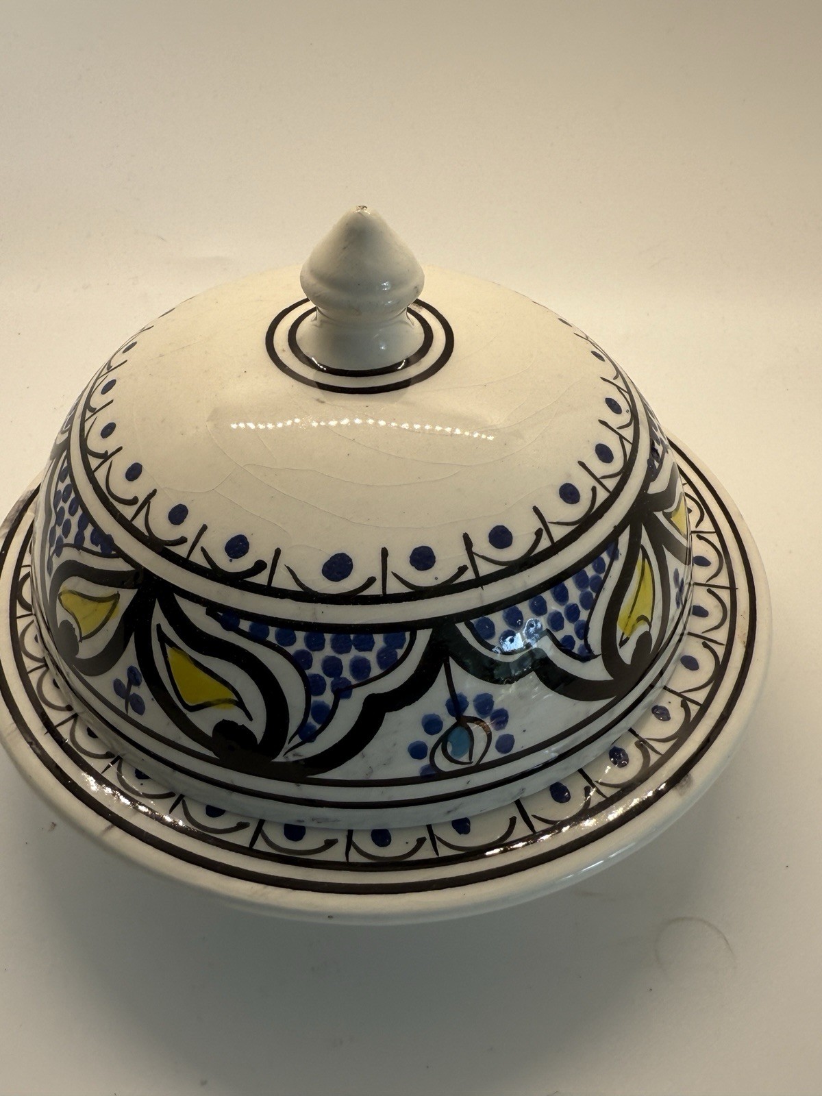 Small to Medium Hand-Painted Ceramic Moroccan Tajine/Tagine