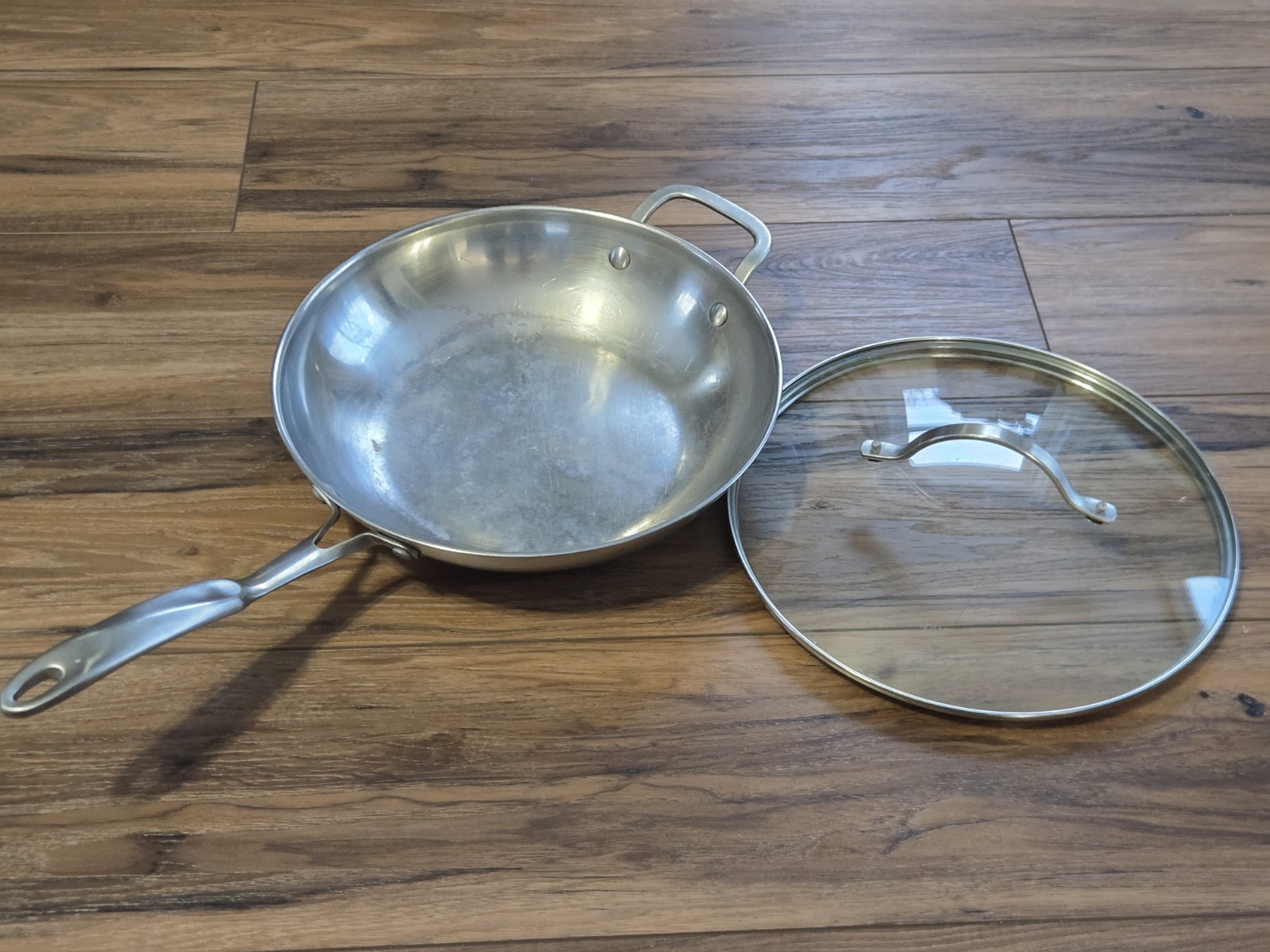 Simply Calphalon Cookware Saute Pan Double Handle With Lid Stainless Steel 1611