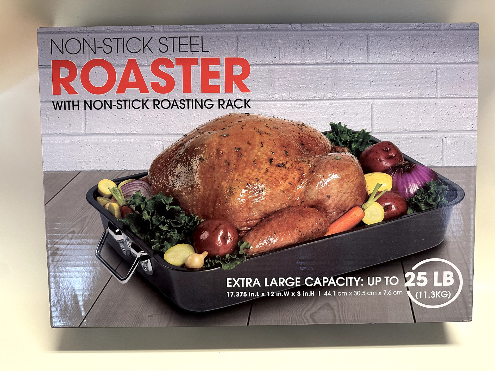 Non-Stick Steel Roaster with Non-Stick Roasting Rack- NEW